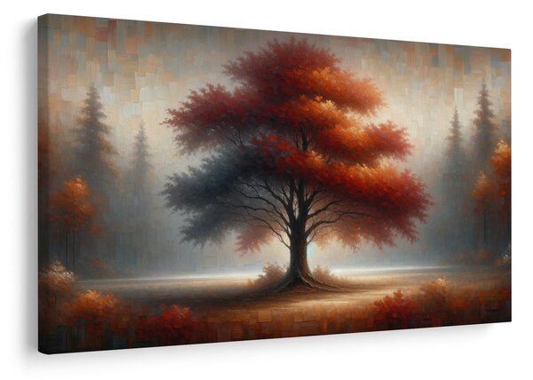 Quadro su tela – Albero della vita autunnale nella nebbia
