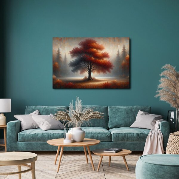 Quadro su tela – Albero della vita autunnale nella nebbia