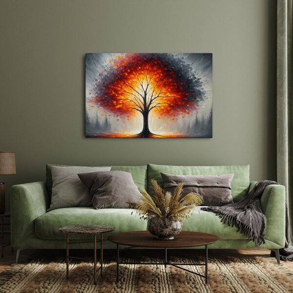 Quadro su tela – Albero della vita splendente in paesaggio autunnale