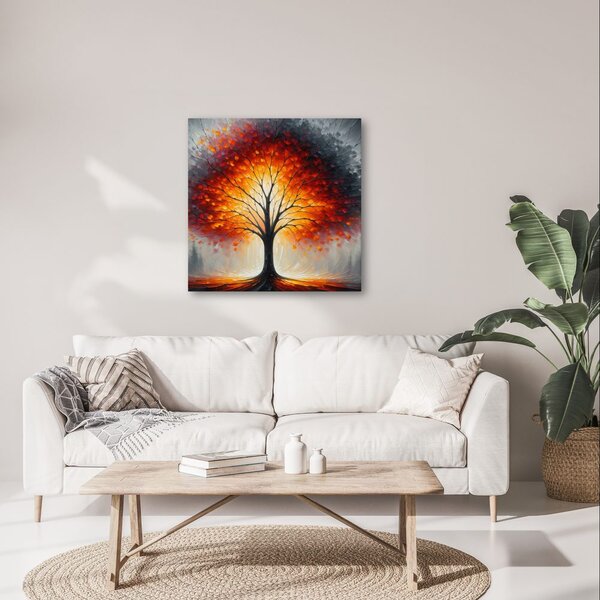 Quadro su tela – Albero della vita infuocato nella nebbia