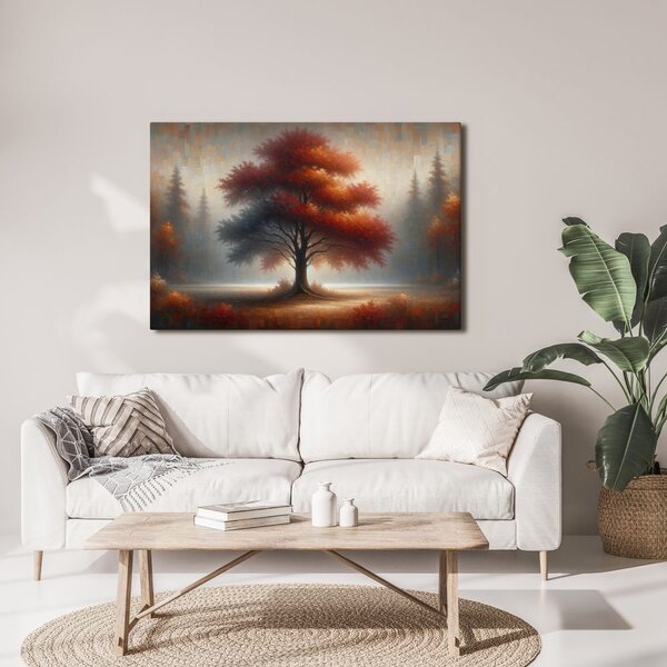 Quadro su tela – Albero della vita autunnale nella nebbia