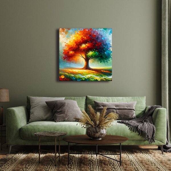 Quadro su tela – Albero della vita colorato nel prato