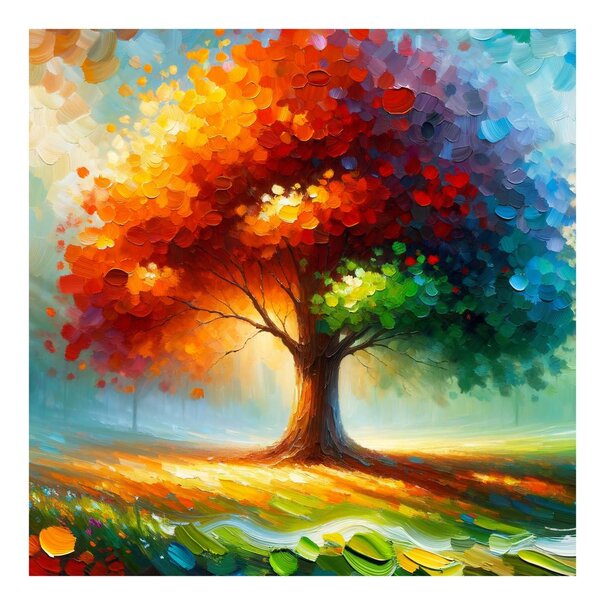 Quadro su tela – Albero della vita colorato nel prato