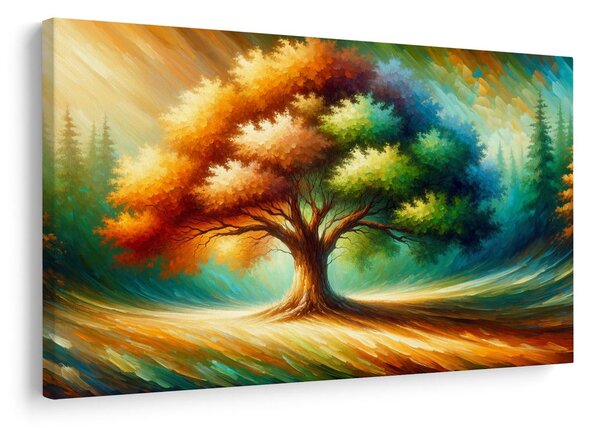 Quadro su tela – Albero della vita luminoso nel paesaggio