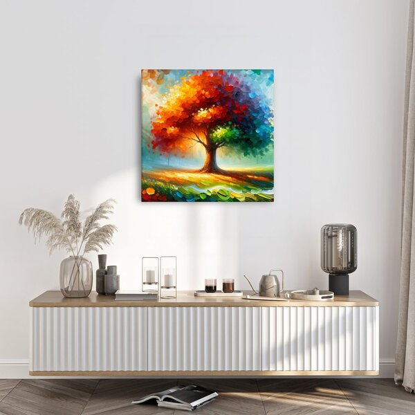 Quadro su tela – Albero della vita colorato nel prato