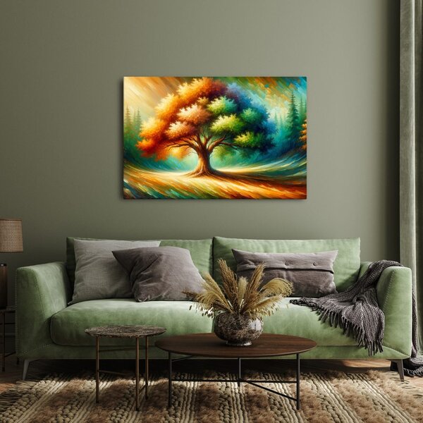 Quadro su tela – Albero della vita luminoso nel paesaggio