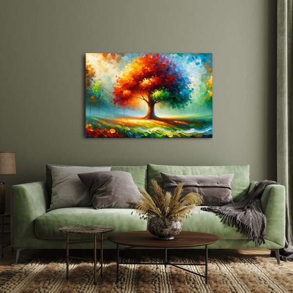 Quadro su tela – Albero della vita nei colori dell'arcobaleno