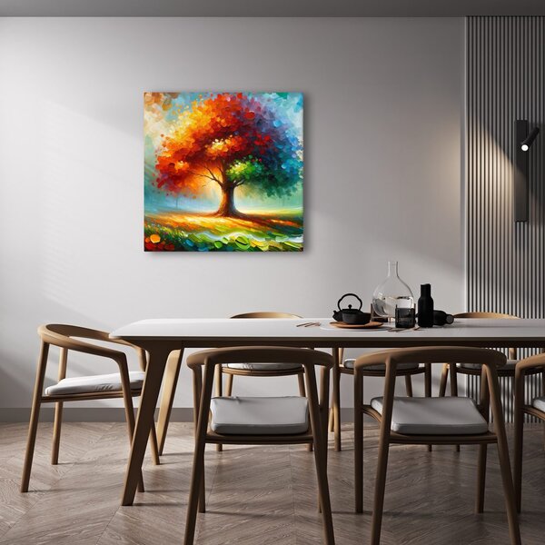 Quadro su tela – Albero della vita colorato nel prato
