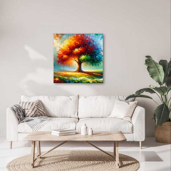 Quadro su tela – Albero della vita colorato nel prato