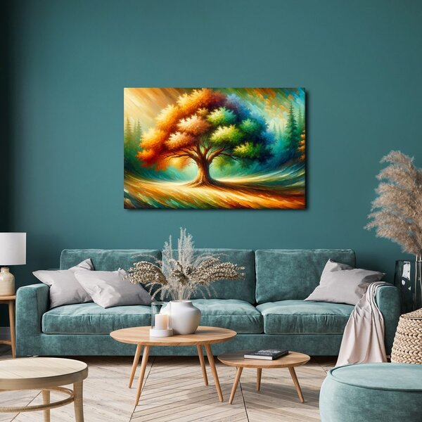 Quadro su tela – Albero della vita luminoso nel paesaggio