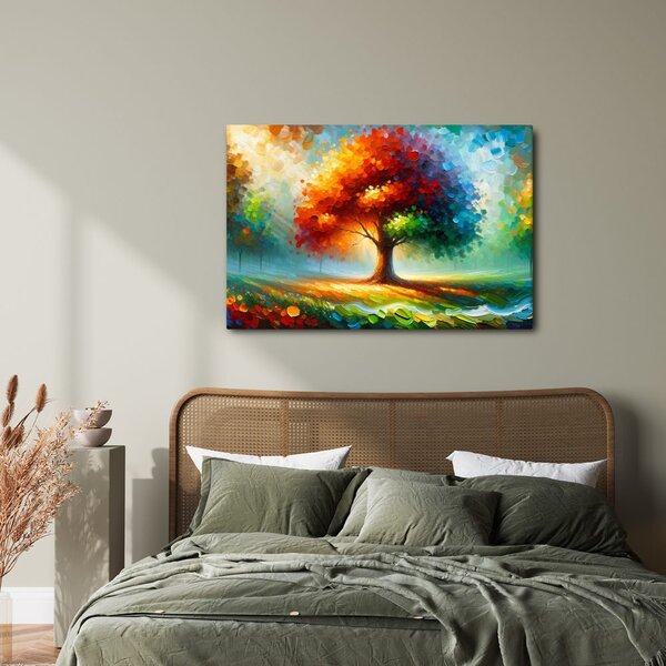 Quadro su tela – Albero della vita nei colori dell'arcobaleno