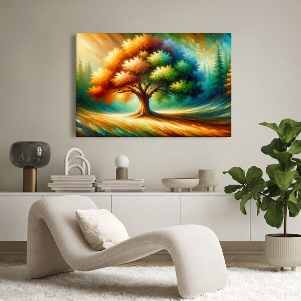 Quadro su tela – Albero della vita luminoso nel paesaggio