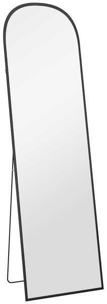 Specchio da Terra e Parete Moderno con Supporto Pieghevole 50x170 cm in Lega di Alluminio Nero