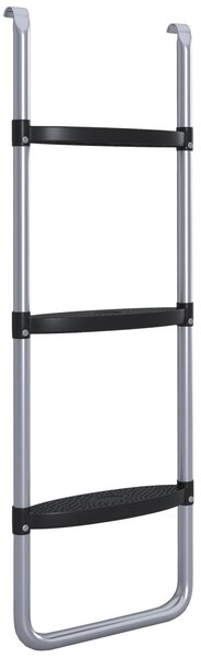 Scaletta per Trampolino Elastico Regolabile a 3 o 2 Scalini 97x32 cm in Acciaio Argento