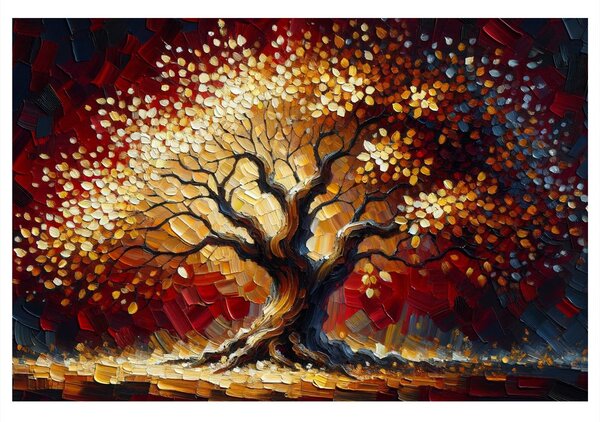 Quadro su tela – Albero della vita splendente in autunno