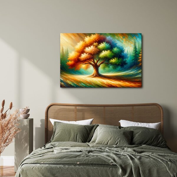 Quadro su tela – Albero della vita luminoso nel paesaggio