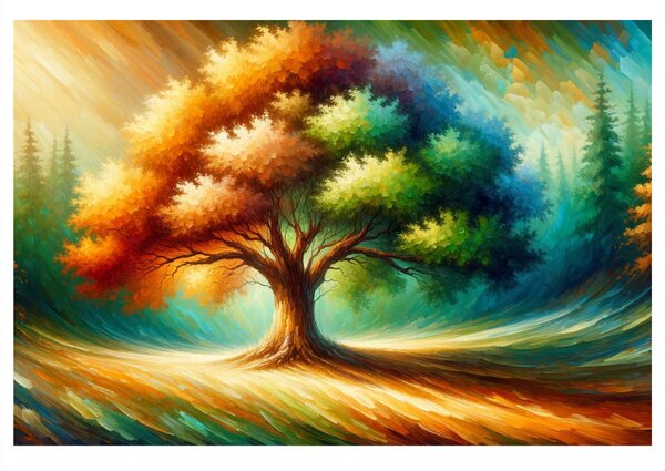 Quadro su tela – Albero della vita luminoso nel paesaggio