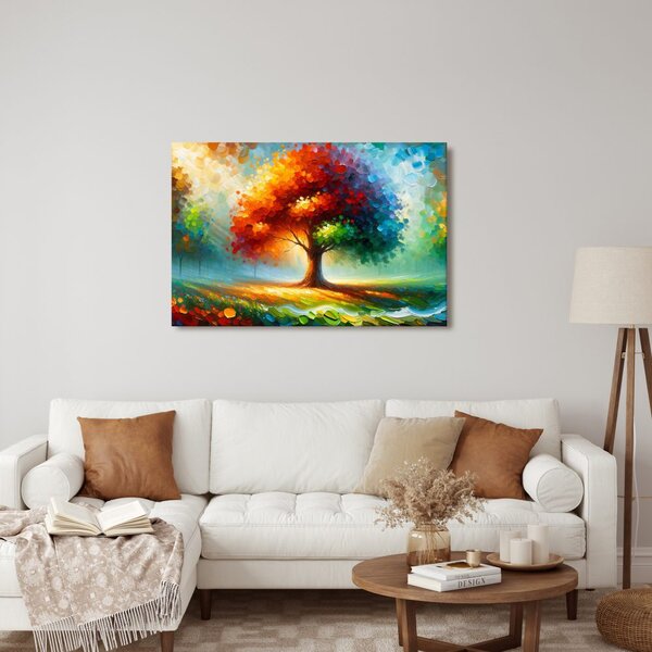 Quadro su tela – Albero della vita nei colori dell'arcobaleno