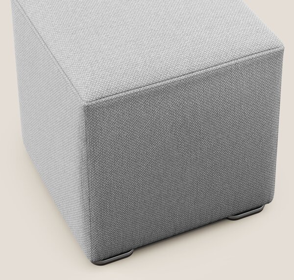 Cube pouf in tessuto morbido smacchiabile T05 grigio