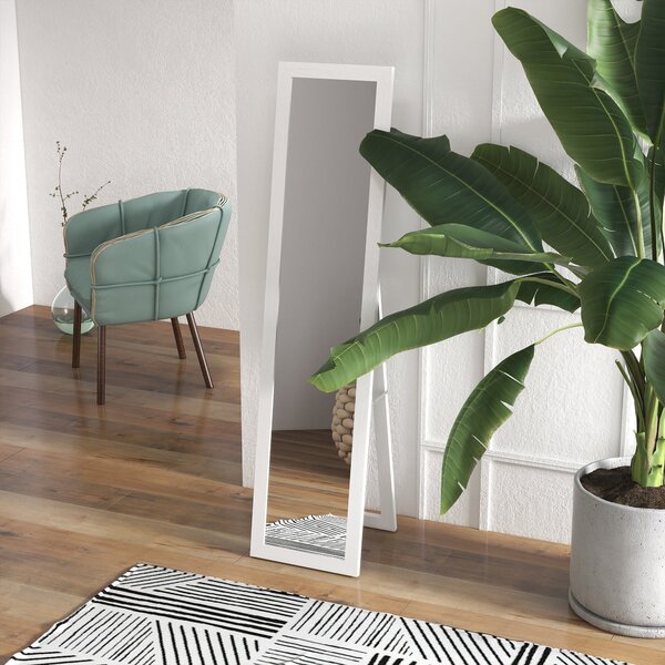 Specchio con Cornice con Piedini e Ganci per Utilizzo a Muro o a Parete 37x40x155 cm in MDF