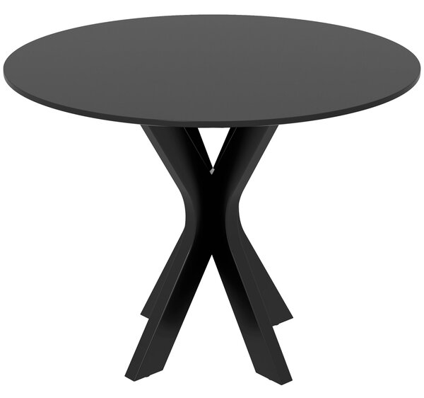 Tavolo da Pranzo Moderno Rotondo per 4 Persone Ø100x75 cm in Acciaio e MDF Nero