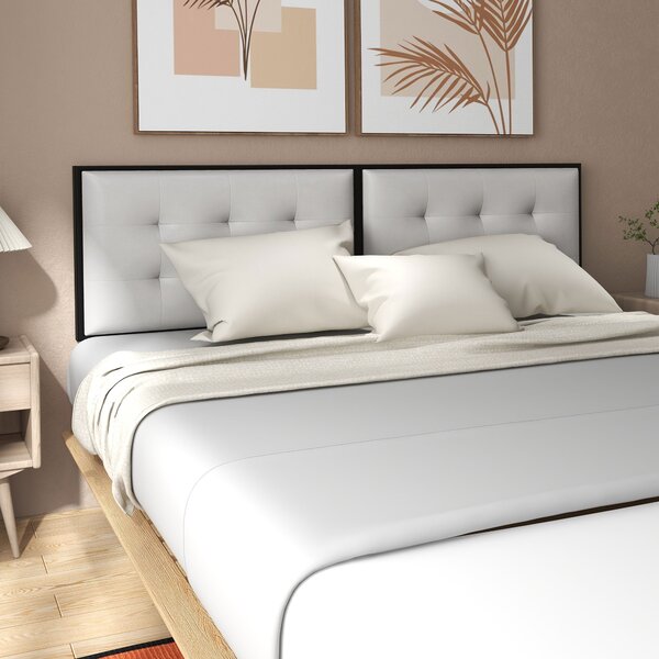 Testiera Letto Matrimoniale in Microfibra Imbottita Trapuntata a Bottoni per Letti da 180cm Grigio Chiaro