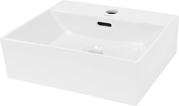 LuxeBath Lavabo Lavabo da appoggio Square, 41,5x36x13 cm, bianco, Vetroceramica
