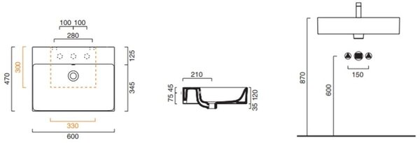 Catalano New Premium lavabo 60x47 cm rettangolare a parete-da appoggio bianco 0220601001