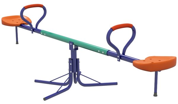Altalena a Bilico per Bambini 3-8 Anni con Rotazione a 360° 192x60x60 cm in Acciaio e PP Multicolore