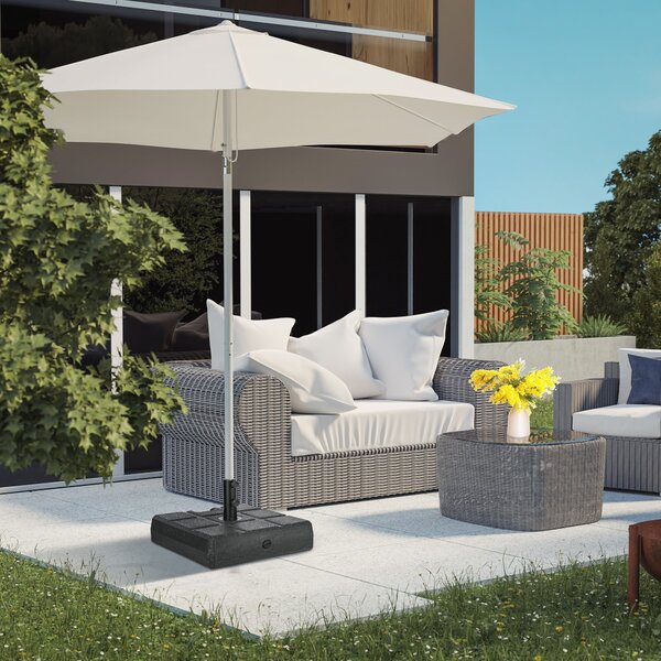 Base per Ombrellone da Giardino 3.5 m con Maniglie 49x49x36,5 cm in HDPE e Acciaio Nero