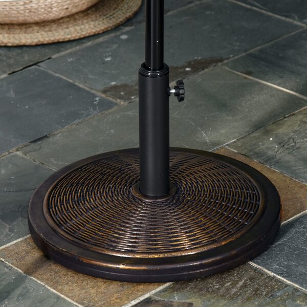 Base per Ombrellone da 14kg con Effetto Rattan Ø48x34 cm in Cemento e Plastica Bronzo
