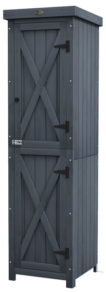Casetta Porta Attrezzi a 3 Ripiani con Tetto in Metallo 45x45x160 cm in Legno da Abete Grigio