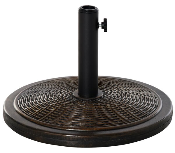 Base per Ombrellone da 14kg con Effetto Rattan Ø48x34 cm in Cemento e Plastica Bronzo