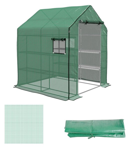 Copertura per Serra da Giardino con Porta a Cerniera e Finestre 140x143x190 cm in PE Verde