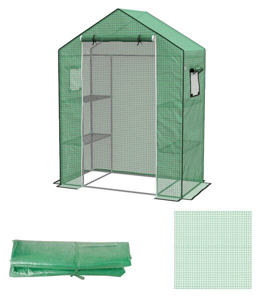 Copertura per Serra da Giardino con Porta a Cerniera e Finestre 140x73x190 cm in PE Verde