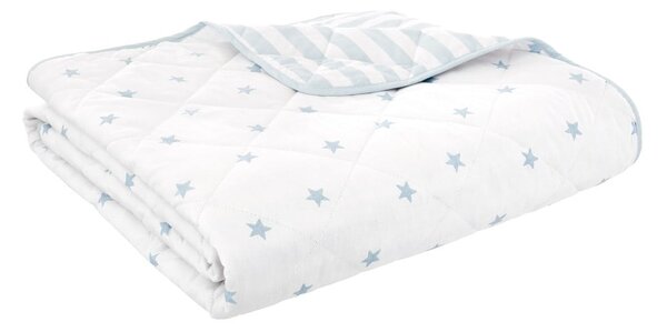 Copriletto per bambini bianco e blu in cotone con rivestimento trapuntato 135x190 cm Mini Star & Stripes – Bianca