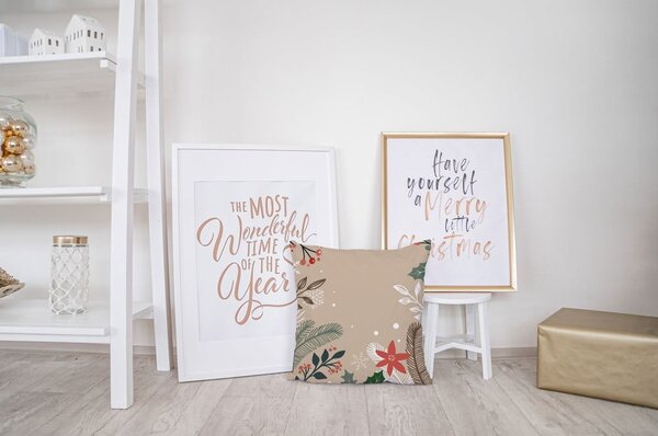 Cuscino natalizio con rivestimento in cotone Rami, 45 x 45 cm Frosted Branches - Butter Kings