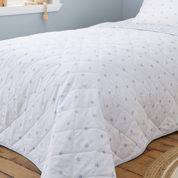 Copriletto per bambini bianco e blu in cotone con rivestimento trapuntato 135x190 cm Mini Star & Stripes – Bianca