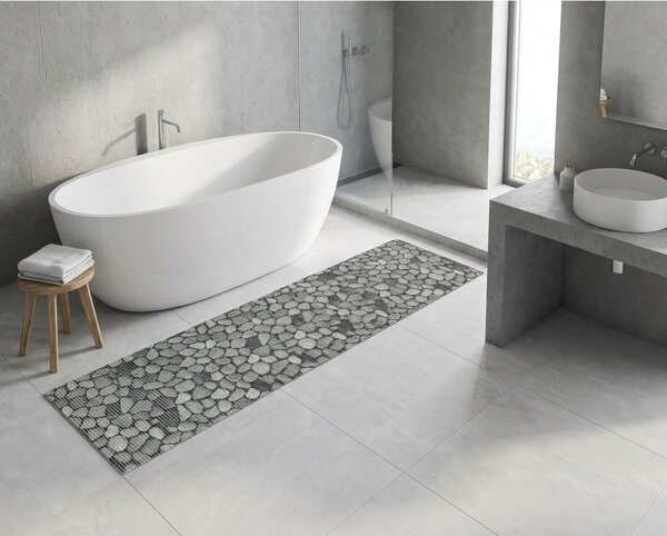 Tappetino da bagno in plastica grigio 65x200 cm Sassi - Wenko