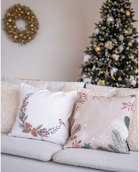 Cuscino natalizio con rivestimento in cotone Rami, 45 x 45 cm Frosted Branches - Butter Kings