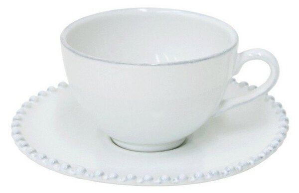 Tazza in gres bianco con piattino , 250 ml Pearl - Costa Nova