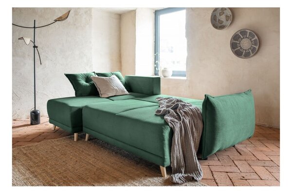Divano letto in velluto a coste verde (variabile) Lazy Lukka - Miuform