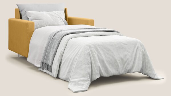 Megan poltrona letto in microfibra smacchiabile T11 giallo