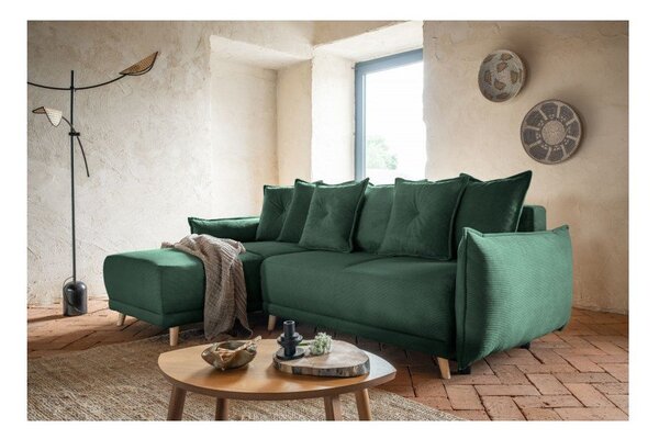 Divano letto in velluto a coste verde (variabile) Lazy Lukka - Miuform