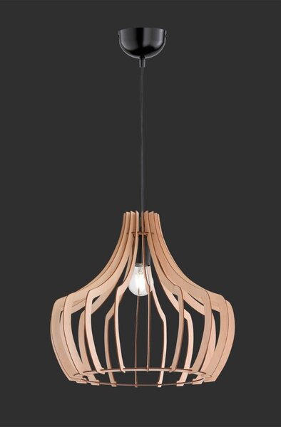 Lampada a sospensione marrone chiaro in legno e metallo Legno, altezza 150 cm - Reality