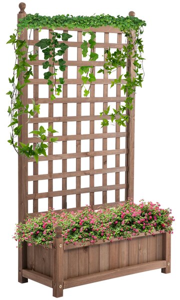 Fioriera da Esterno con Grigliato per Piante Rampicanti 64x28x120 cm in Legno Marrone