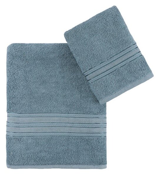 Asciugamani e teli da bagno in cotone blu in un set di 2 pezzi Dora - Foutastic
