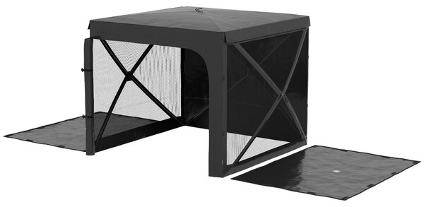 Gazebo da Giardino Pieghevole con Tende e Zanzariere 2x2,5m e Borsa di Trasporto Nero