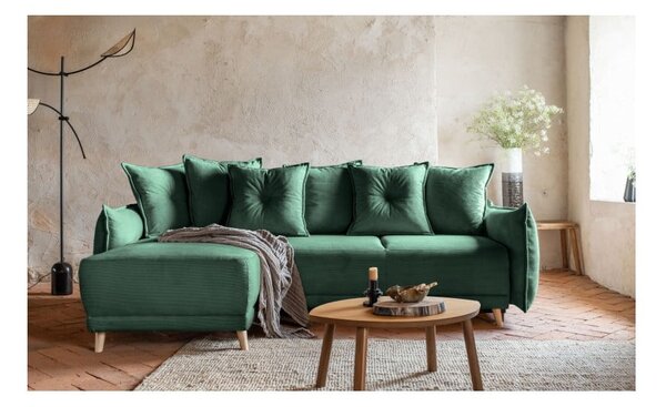 Divano letto in velluto a coste verde (variabile) Lazy Lukka - Miuform