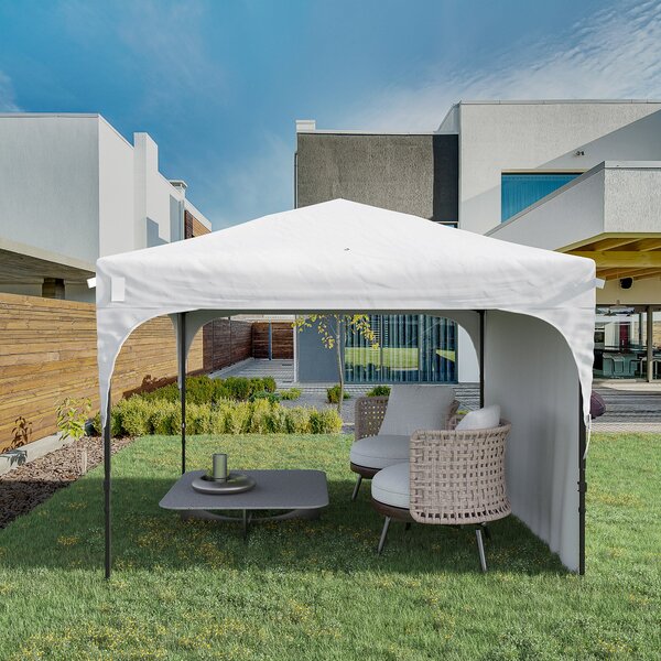 Gazebo da Giardino ad Altezza Regolabile su 3 Livelli 3x3m in Poliestere e Acciaio Bianco